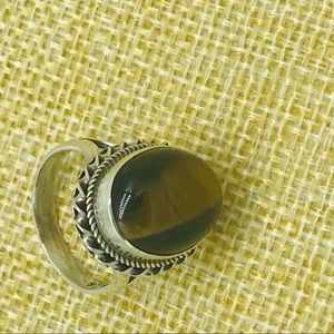 Sterling Silver.925 Tigers Eye Ring size 6.5